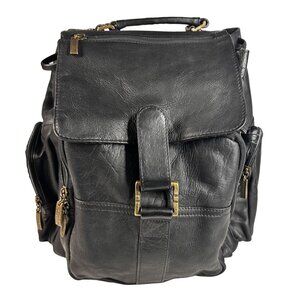 Wilson Adventure Bound Originals Black Leather Backpack Multi Pocket Travel Bag